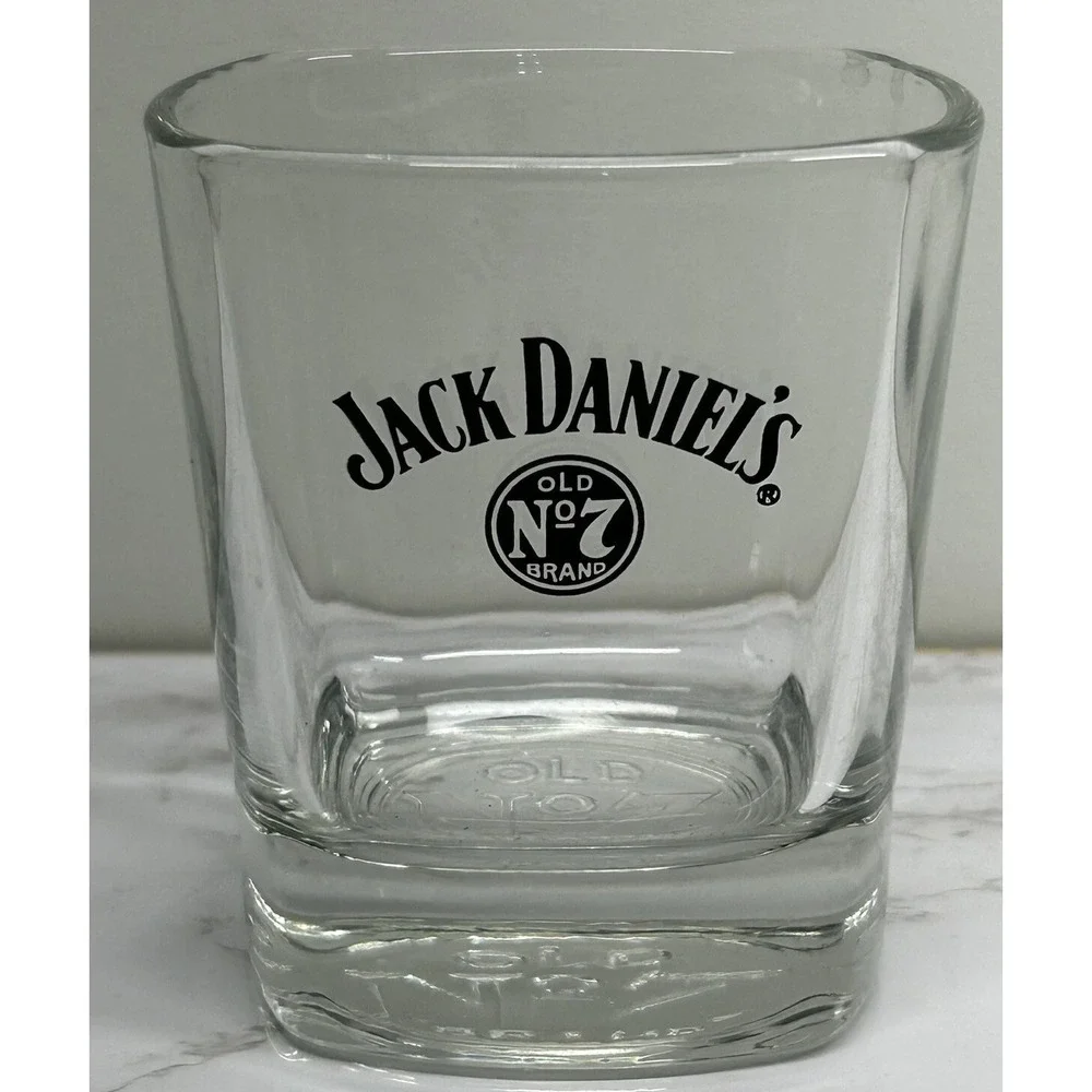 Jack Daniels - Old No. 7 Black logo - Square Glass Vintage Collectors